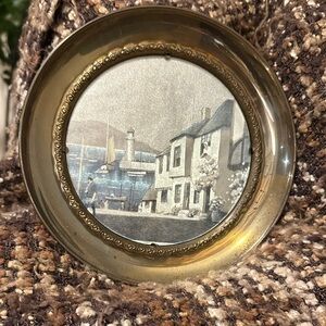 Vintage Decorative Plate with Coastal Scene Lighthouse Brass made in England